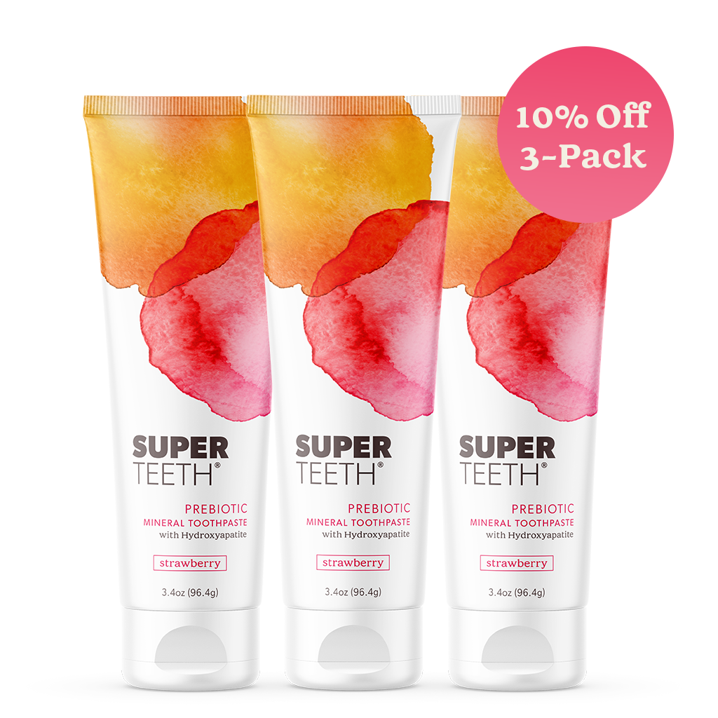 Remineralizing Hydroxyapatite Prebiotic Toothpaste 3 Pack - Strawberry